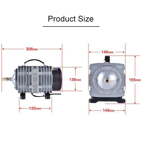 ACO-012A ปั๊มลมแม่เหล็กไฟฟ้า 390W 158L/นาที สำหรับตู้ปลาและอาหารทะเล เพิ่มออกซิเจน ปลั๊ก US, ACO-012A