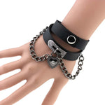 สร้อยข้อมือช็อกเกอร์หนังล็อกหัวใจพังค์สไตล์ยุโรปและอเมริกาฮาราจูกุ, ส่งสีสุ่ม, TXXQ05