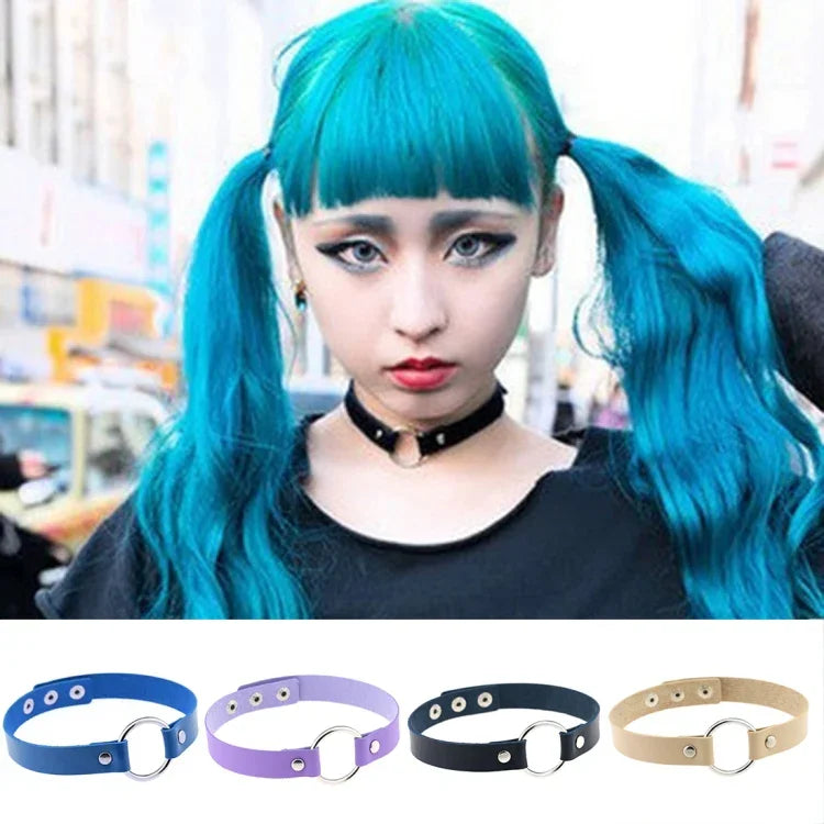 สร้อยข้อมือหนังสไตล์ฮาราจูกุญี่ปุ่นสำหรับไนต์คลับแบบกลมพังค์ 3 ชิ้น, ส่งสีสุ่ม, YXQ
