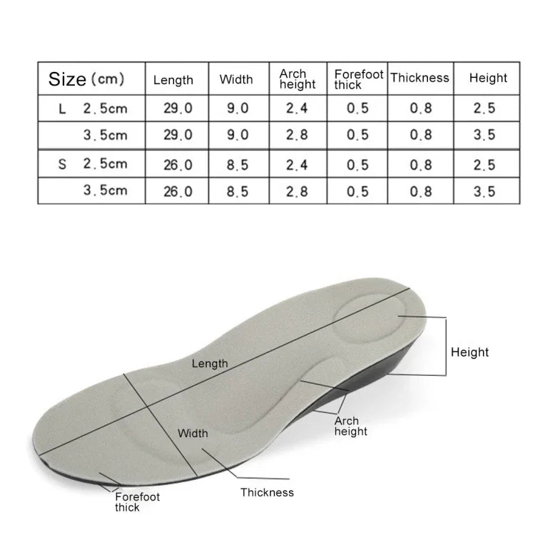แผ่นรองพื้นรองเท้ากีฬา PU ระบายอากาศ เพิ่มความสูง 3.5 ซม., ขนาด: S (3.5 ซม.)