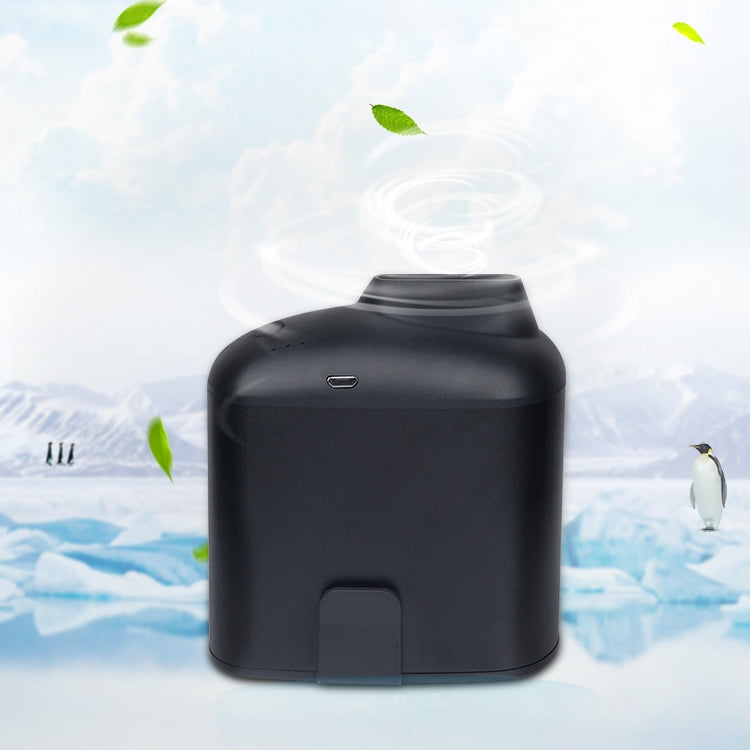 พัดลมพกพาแบบแขวนเอว USB ดีไซน์สร้างสรรค์ ปรับความเร็วลมได้สามระดับ สีดำ เทา