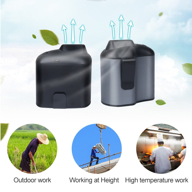 พัดลมพกพาแบบแขวนเอว USB ดีไซน์สร้างสรรค์ ปรับความเร็วลมได้สามระดับ สีดำ เทา