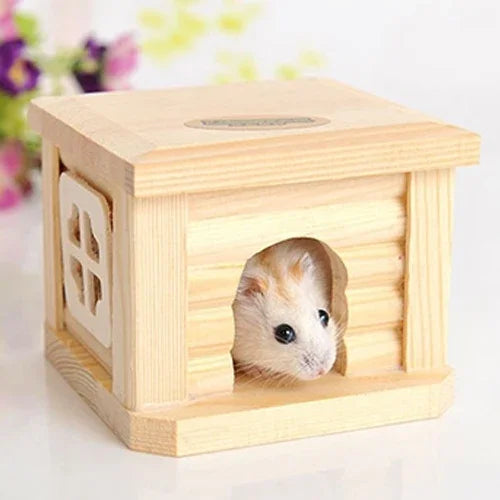 บ้านไม้หลังคาแบนสำหรับสัตว์เลี้ยง กรงสัตว์เลี้ยงสำหรับสัตว์เล็ก กระต่าย แฮมสเตอร์, บ้านไม้หลังคาแบน