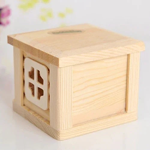 บ้านไม้หลังคาแบนสำหรับสัตว์เลี้ยง กรงสัตว์เลี้ยงสำหรับสัตว์เล็ก กระต่าย แฮมสเตอร์, บ้านไม้หลังคาแบน