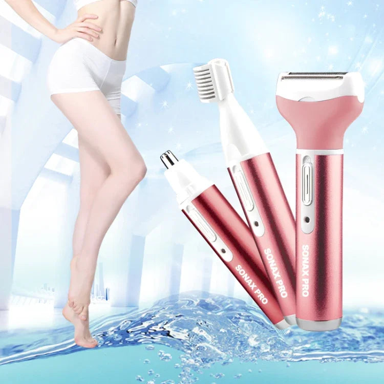 เครื่องตัดแต่งขนคิ้วและขนตามร่างกายกันน้ำ 3-in-1 ชาร์จไฟได้ ชุดเครื่องมือ ปลั๊ก EU 220V