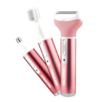 เครื่องตัดแต่งขนคิ้วและขนตามร่างกายกันน้ำ 3-in-1 ชาร์จไฟได้ ชุดเครื่องมือ ปลั๊ก EU 220V