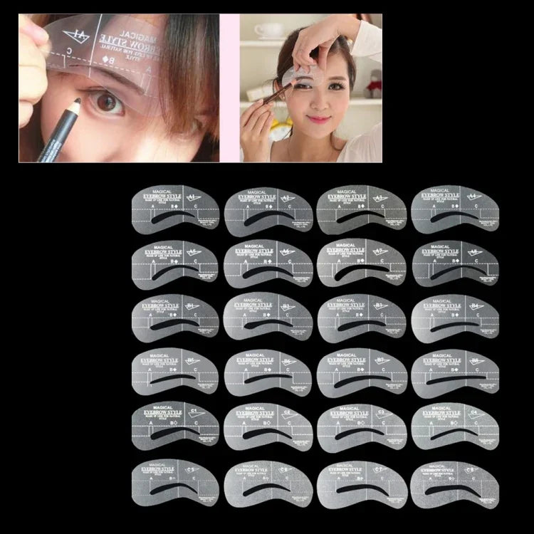 เครื่องมือแม่แบบรูปทรงสเตนซิลคิ้ว 24 in 1, 24 in 1