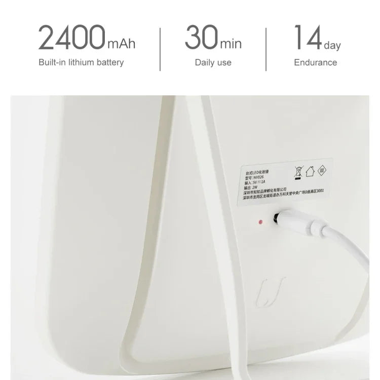 กระจกแต่งหน้าพร้อมไฟ LED แบบตั้งโต๊ะ Original Xiaomi Youpin jordan&judy ด้านเดียว สไตล์สีเดียว