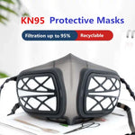 หน้ากากซิลิโคนป้องกัน PM2.5 KN95 พร้อมไส้กรองเปลี่ยนได้ ป้องกันไวรัสและฝ้า ใช้ซ้ำได้ PM2.5 KN95