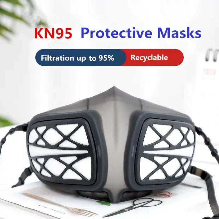 หน้ากากซิลิโคนป้องกัน PM2.5 KN95 พร้อมไส้กรองเปลี่ยนได้ ป้องกันไวรัสและฝ้า ใช้ซ้ำได้ PM2.5 KN95