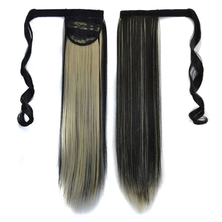 1BH613# Invisible Seamless Bandage-style  Wig Long Straight Hair Wig Ponytail, 1BH613#