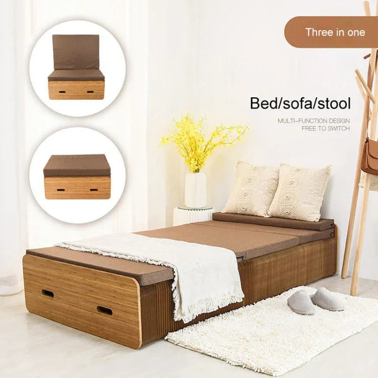 เตียงพับแบบสร้างสรรค์ ขนาด: กว้าง 200x90 ซม., ขนาด: กว้าง 200x90 ซม. (สีเทา), ขนาด: กว้าง 200x90 ซม. (สีน้ำตาล)