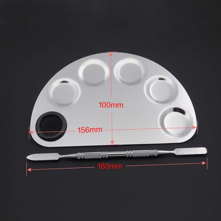 พาเลตต์สแตนเลสครึ่งวงกลมสำหรับแต่งหน้า 156x100mm, 156*100mm