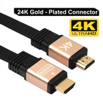 สาย HDMI 2.0 (4K) 30AWG ความเร็วสูง 18Gbps พร้อมหัวเชื่อมต่อชุบทอง HDMI ตัวผู้ถึง HDMI ตัวผู้ แบบแบน ความยาว: 1 ม.