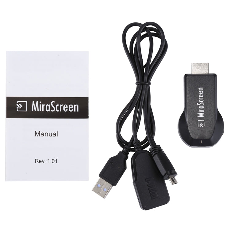 MiraScreen ตัวรับสัญญาณแสดงผล WiFi / Miracast Airplay DLNA อุปกรณ์สะท้อนหน้าจอไร้สายพร้อมสาย USB 2 in 1