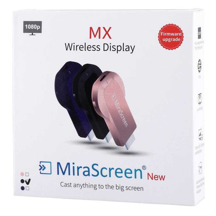 MiraScreen ตัวรับสัญญาณแสดงผล WiFi / Miracast Airplay DLNA อุปกรณ์สะท้อนหน้าจอไร้สายพร้อมสาย USB 2 in 1