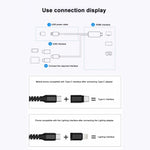 3 in 1 Micro USB + USB-C / Type-C + 8 Pin to HDMI HDTV Cable