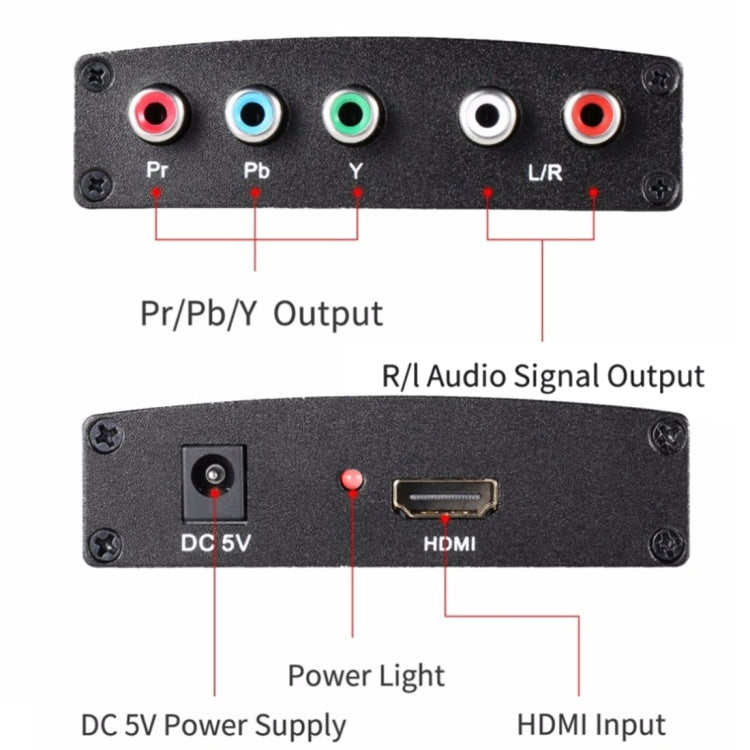 อะแดปเตอร์แปลงสัญญาณ HDMI เป็น YPbPr วิดีโอและเสียง R/L ความละเอียด 1080P HD, HDMI เป็น YPbPr+R/L