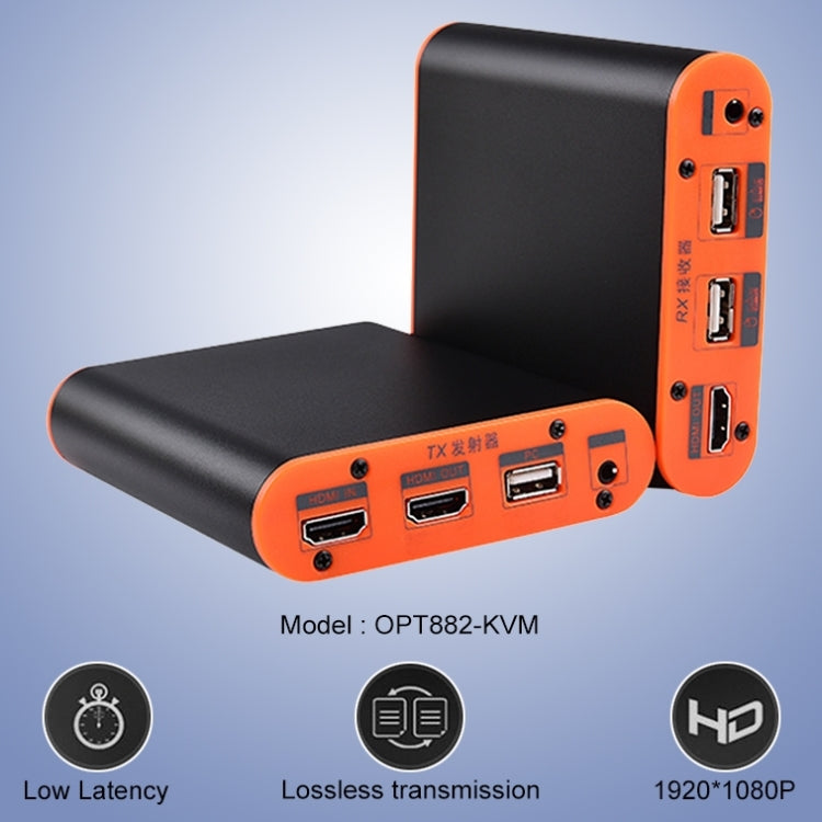 OPT882-KVM ตัวขยายสัญญาณ HDMI (รับและส่ง) แบบไฟเบอร์ออปติก พร้อมพอร์ต USB และฟังก์ชัน KVM ระยะส่ง 20KM, OPT882-KVM