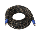 สาย HDMI 1.4 เวอร์ชัน 15m สายถัก หัวสีน้ำเงินดำ เชื่อมต่อ HDMI ตัวผู้กับ HDMI ตัวผู้ สำหรับเสียงและวิดีโอ ความยาว 15m
