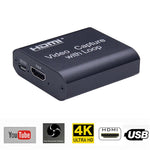 USB 2.0 เป็น HDMI การ์ดจับภาพวิดีโอ 4K HD พร้อมลูป
