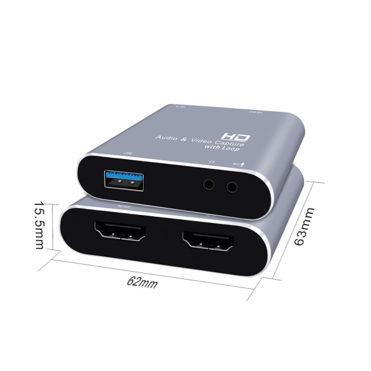 Z37 การ์ดจับภาพวิดีโอและเสียง HD HDMI ตัวเมีย + ไมโครโฟน เป็น HDMI ตัวเมีย + เสียง + USB พร้อมลูป, Z37