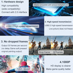 USB 2.0 เป็น HDMI จับภาพและบันทึกวิดีโอเกม HD แบบถ่ายทอดสด
