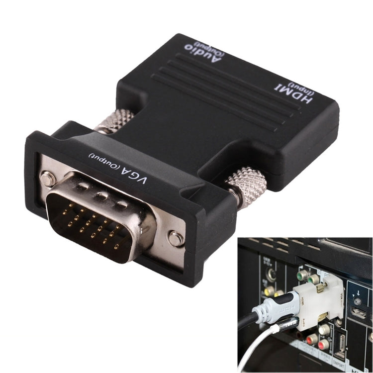 ตัวแปลง HDMI ตัวเมียเป็น VGA ตัวผู้พร้อมอะแดปเตอร์เสียงสำหรับโปรเจคเตอร์, จอมอนิเตอร์, ทีวี, HDMI เป็น VGA+เสียง