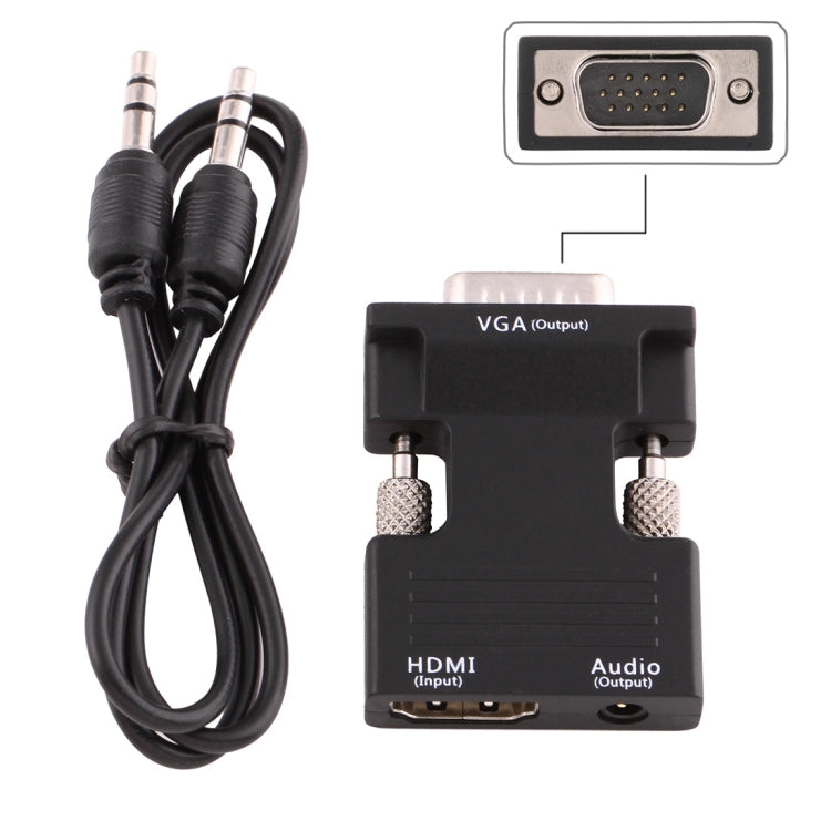 ตัวแปลง HDMI ตัวเมียเป็น VGA ตัวผู้พร้อมอะแดปเตอร์เสียงสำหรับโปรเจคเตอร์, จอมอนิเตอร์, ทีวี, HDMI เป็น VGA+เสียง