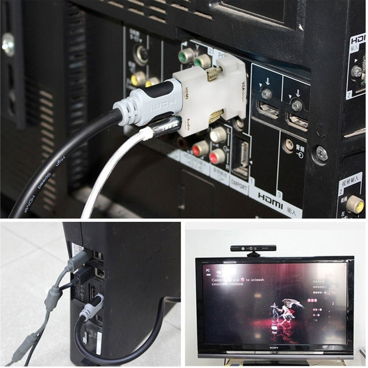 ตัวแปลง HDMI ตัวเมียเป็น VGA ตัวผู้พร้อมอะแดปเตอร์เสียงสำหรับโปรเจคเตอร์, จอมอนิเตอร์, ทีวี, HDMI เป็น VGA+เสียง