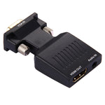ตัวแปลง VGA เป็น HDMI + เสียงวิดีโอความละเอียด HD 1080P สำหรับ HDTV, จอมอนิเตอร์, โปรเจคเตอร์, VGA เป็น HDMI+เสียง