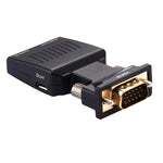 ตัวแปลง VGA เป็น HDMI + เสียงวิดีโอความละเอียด HD 1080P สำหรับ HDTV, จอมอนิเตอร์, โปรเจคเตอร์, VGA เป็น HDMI+เสียง