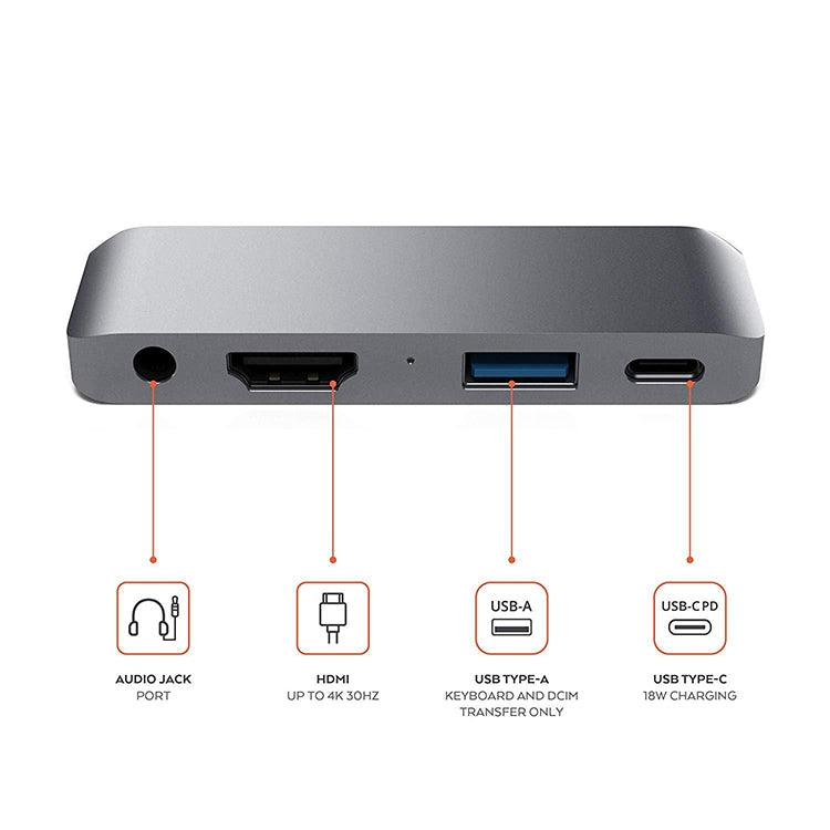 HW-TC29 HUB อะแดปเตอร์ขยายมัลติฟังก์ชัน 4 ใน 1 Type-C / USB-C สำหรับ iPad Pro