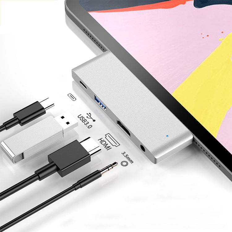 HW-TC29 HUB อะแดปเตอร์ขยายมัลติฟังก์ชัน 4 ใน 1 Type-C / USB-C สำหรับ iPad Pro