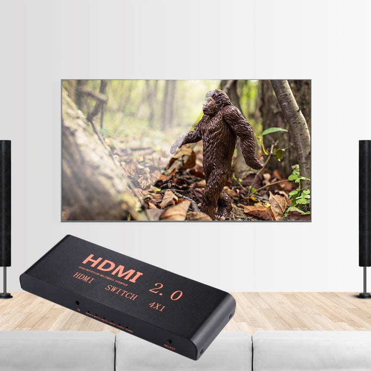 สวิตช์ HDMI 2.0 4X1 4K/60Hz พร้อมรีโมทคอนโทรล, ปลั๊ก EU, 4X1