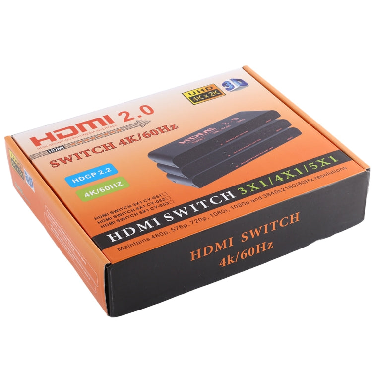 สวิตช์ HDMI 2.0 4X1 4K/60Hz พร้อมรีโมทคอนโทรล, ปลั๊ก EU, 4X1