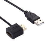สายอะแดปเตอร์ HDMI ตัวเมีย + HDMI ตัวผู้ เป็น USB 2.0 ตัวผู้ ยาว 50ซม., HDMI ตัวเมีย + ตัวผู้