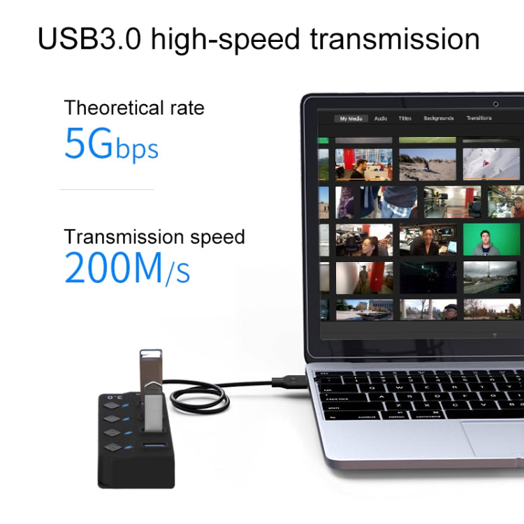 Onten 5301 ตัวแยกสัญญาณ USB 3.0 ตัวผู้เป็น 4 พอร์ต USB 2.0 ตัวเมีย พร้อมสวิตช์อิสระ, 5301