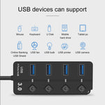 Onten 5301 ตัวแยกสัญญาณ USB 3.0 ตัวผู้เป็น 4 พอร์ต USB 2.0 ตัวเมีย พร้อมสวิตช์อิสระ, 5301