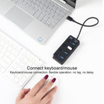 Onten 5301 ตัวแยกสัญญาณ USB 3.0 ตัวผู้เป็น 4 พอร์ต USB 2.0 ตัวเมีย พร้อมสวิตช์อิสระ, 5301