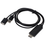 สายแปลง USB ตัวผู้ + USB 2.0 ตัวเมีย เป็น HDMI สำหรับโทรศัพท์ไปยัง HDTV