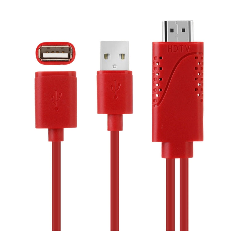 สายแปลง USB ตัวผู้ + USB 2.0 ตัวเมีย เป็น HDMI สำหรับโทรศัพท์ไปยัง HDTV