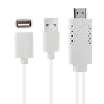 สายแปลง USB ตัวผู้ + USB 2.0 ตัวเมีย เป็น HDMI สำหรับโทรศัพท์ไปยัง HDTV