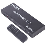สวิตช์เมทริกซ์ / ตัวแยก HDMI 4x2 พร้อมรีโมทคอนโทรล รองรับ ARC / MHL / 4Kx2K / 3D, 4 พอร์ต HDMI เข้า, 2 พอร์ต HDMI ออก, รองรับ ARC / MHL / 4Kx2K / 3D