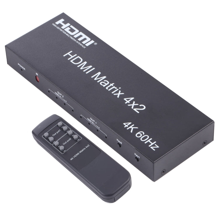สวิตช์เมทริกซ์ / ตัวแยก HDMI 4x2 พร้อมรีโมทคอนโทรล รองรับ ARC / MHL / 4Kx2K / 3D, 4 พอร์ต HDMI เข้า, 2 พอร์ต HDMI ออก, รองรับ ARC / MHL / 4Kx2K / 3D
