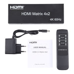 สวิตช์เมทริกซ์ / ตัวแยก HDMI 4x2 พร้อมรีโมทคอนโทรล รองรับ ARC / MHL / 4Kx2K / 3D, 4 พอร์ต HDMI เข้า, 2 พอร์ต HDMI ออก, รองรับ ARC / MHL / 4Kx2K / 3D