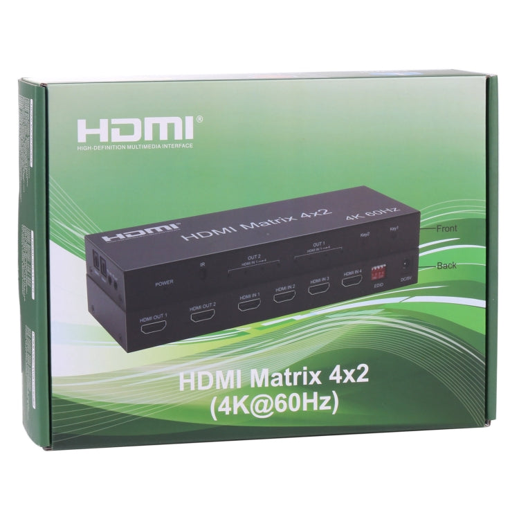 สวิตช์เมทริกซ์ / ตัวแยก HDMI 4x2 พร้อมรีโมทคอนโทรล รองรับ ARC / MHL / 4Kx2K / 3D, 4 พอร์ต HDMI เข้า, 2 พอร์ต HDMI ออก, รองรับ ARC / MHL / 4Kx2K / 3D