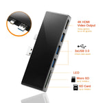 ROCKETEK SK-S5H HUB อ่านการ์ดหน่วยความจำ 3 x USB 3.0 + HDMI + SD / TF พร้อมอะแดปเตอร์ HDMI 4K, SK-S5H