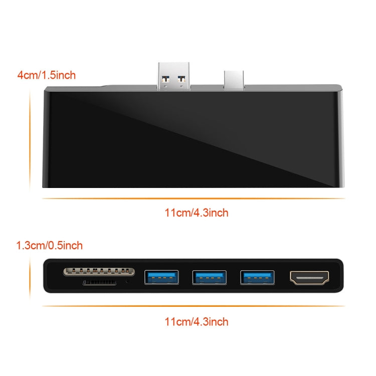 ROCKETEK SK-S5H HUB อ่านการ์ดหน่วยความจำ 3 x USB 3.0 + HDMI + SD / TF พร้อมอะแดปเตอร์ HDMI 4K, SK-S5H