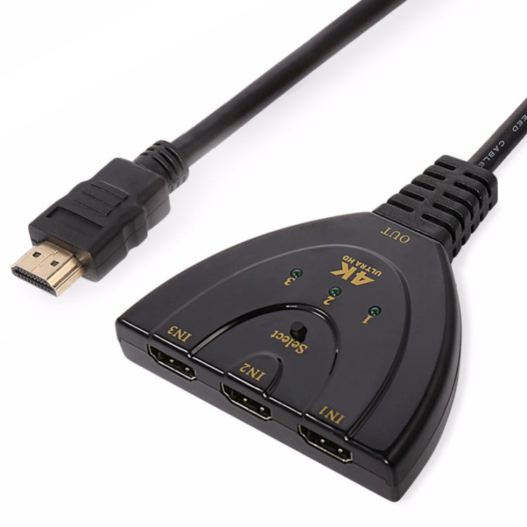 อะแดปเตอร์สวิตช์สายพ่วง HDMI 3 in 1 4K x 2K HDTV ตัวแยก HDMI, 1 เข้า 3 ออก